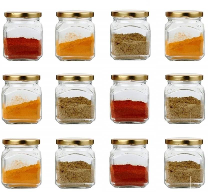 Qualitycrystal 150 ML Square Storage Masala Jar Containers Masala