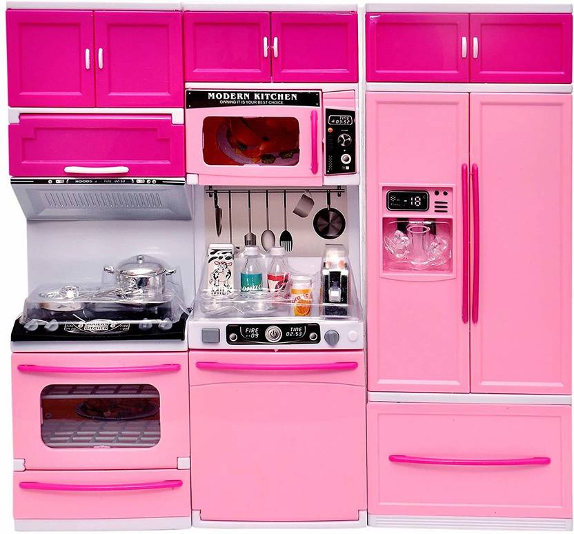 HKC HOUSE Modern Kitchen Toy Set, Battery Operated Play Set Modern Kitchen Toy Set, Battery