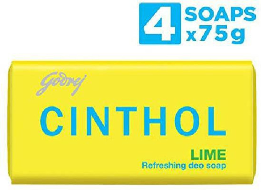 Cinthol Limettenseife – 75 G, 4 Stück, Erfrischend & Belebend