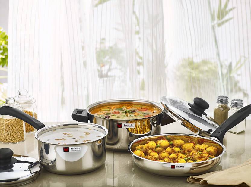 Butterfly STEEL COOKWARE SET3 PCS Induction Bottom Cookware Set Price