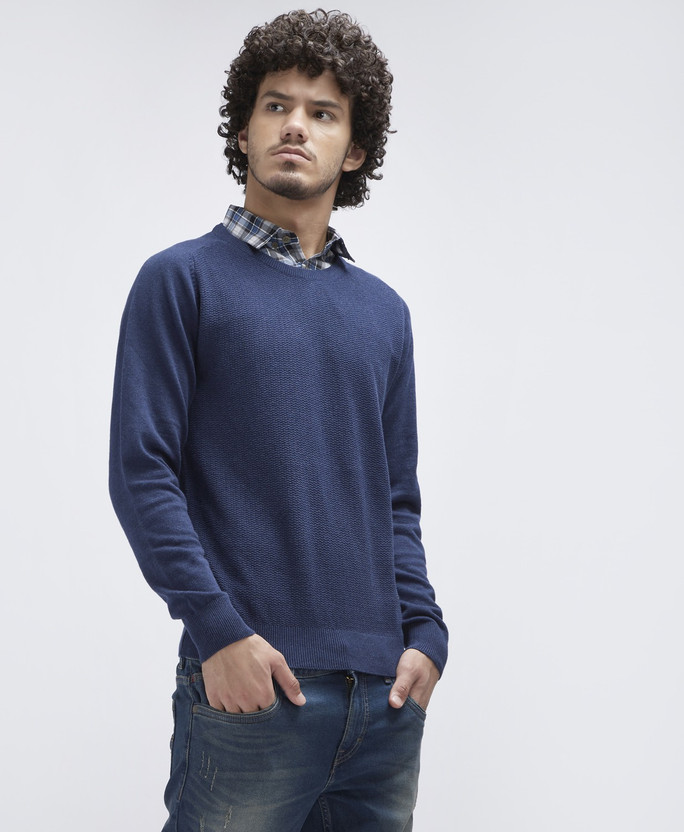 BUFFALO Solid Round Neck Casual Men 
