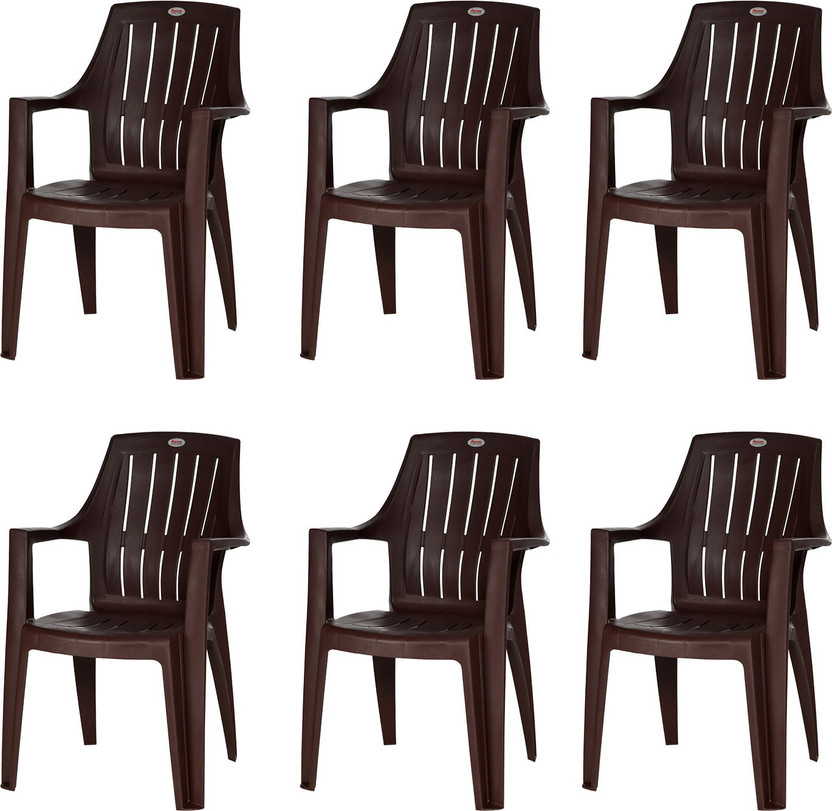 Supreme Turbo Super for Home & Garden Plastic Outdoor Chair(Globus Brown, Set of 6, Pre-assembled)