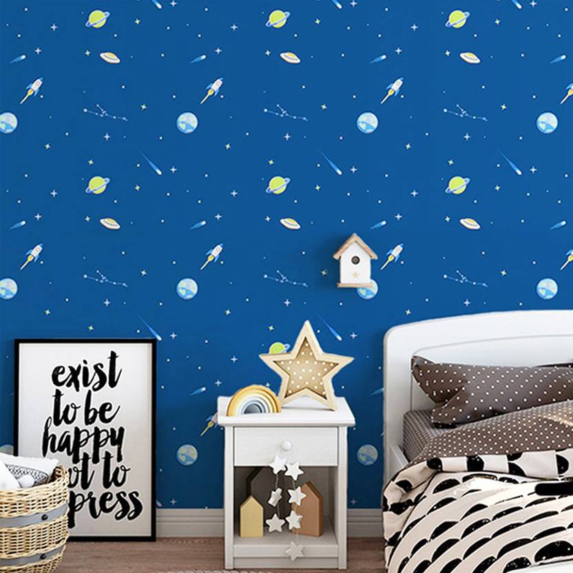 Flipkart SmartBuy Wall Stickers Wallpaper Kids Room Makeover In the Space Rocket Moon and stars