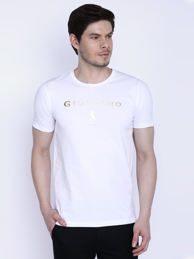 GIORDANO Typography Men Round Neck White T-Shirt - Buy GIORDANO Typography  Men Round Neck White T-Shirt Online at Best Prices in India | Flipkart.com