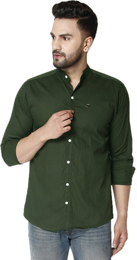 FUBAR Men Solid Party Dark Green Shirt 