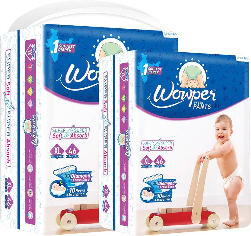 wowper Fresh Pants Diapers Extra Large 46 Pieces (Pack Of 2) XL