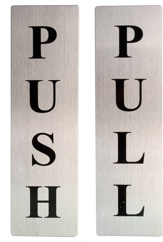lukzer Push Pull Metal Sign Stickers Self Adhesive Stainless Steel Push