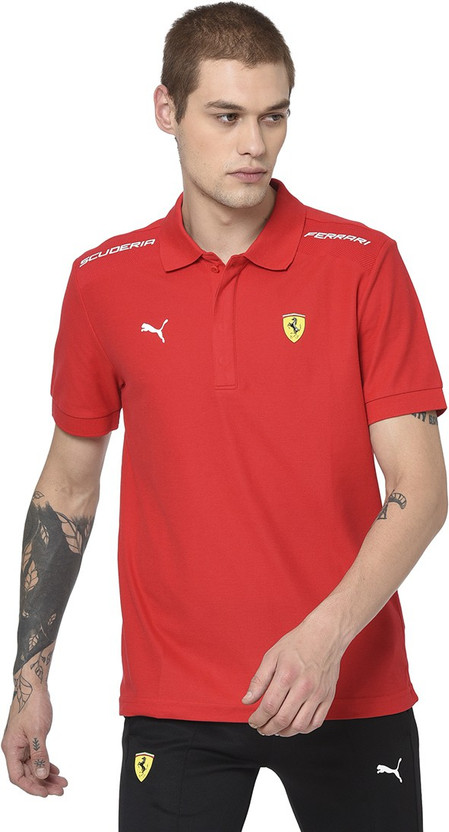 PUMA Solid Men Polo Neck Red T-Shirt