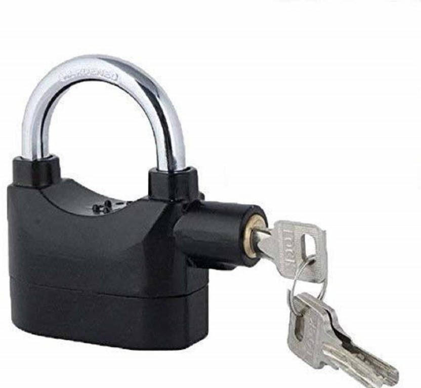 PUHBRHY Anti-Theft Padlock Security System Door Motor Bike Bicycle Safety Lock (Black) Safety Lock (Black) Alarm Lock Wheel Lock(Black)