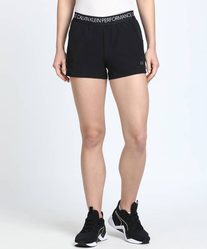 Calvin Klein Solid Women Black Sports Shorts - Buy Calvin Klein Solid Women  Black Sports Shorts Online at Best Prices in India 