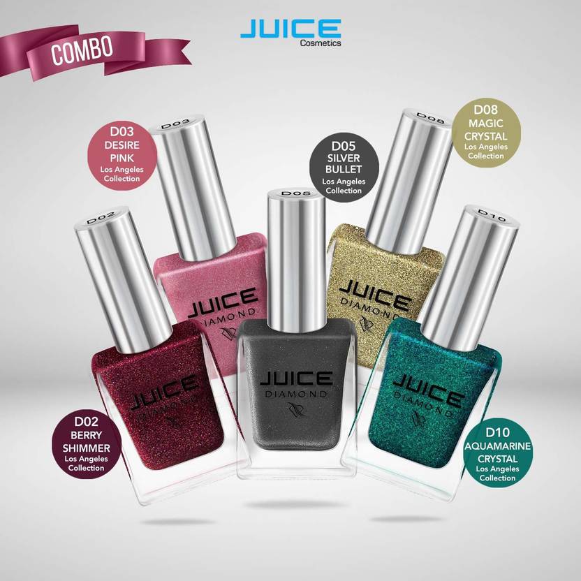 Juice Nail Paint Combo 23 Berry Shimmer DIAMOND, Desire Pink DIAMOND