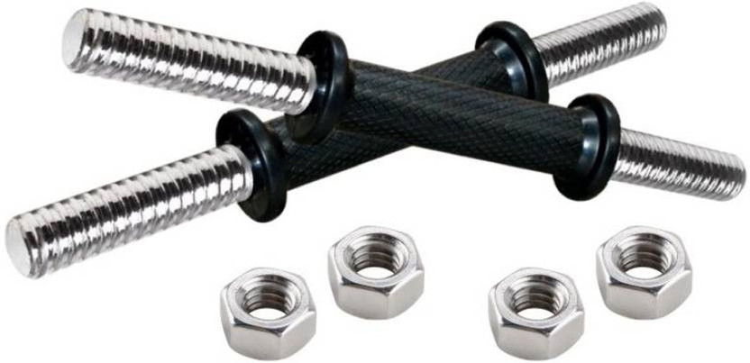 COGNANT FITNESS Solid Metal 14inches Comfortable Grip Handle Dumbbell Rod with Metal Lock Weight Lifting Bar(Black)