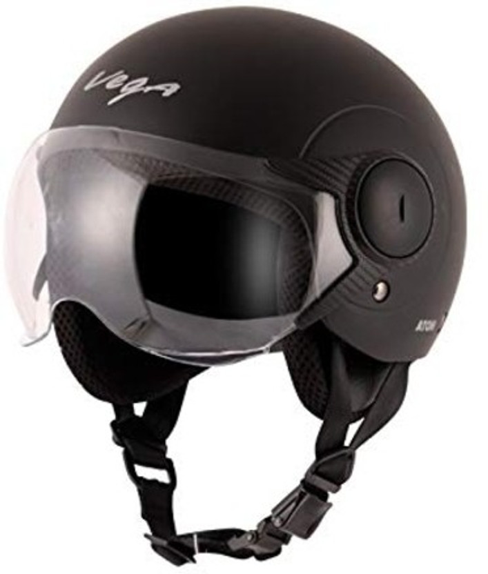 VEGA Atom Black Helmet Motorbike Helmet(Black)