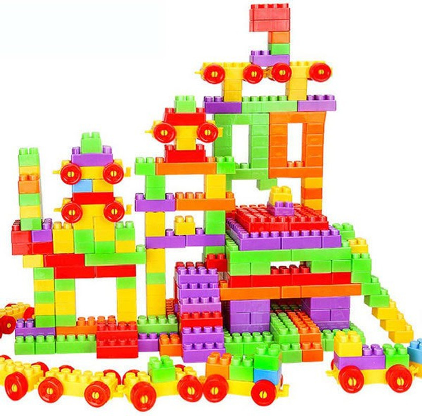 Willyard (92 Pieces +8 Tyres)100+pieces building blocks Plastic Building Blocks Bricks Toy For Baby Kids Funny Educational Creative /Learning Toy/For Kids Puzzle Toy NON TOXIC Assembling Building Unbreakable Kids Toy Set(Multicolor)