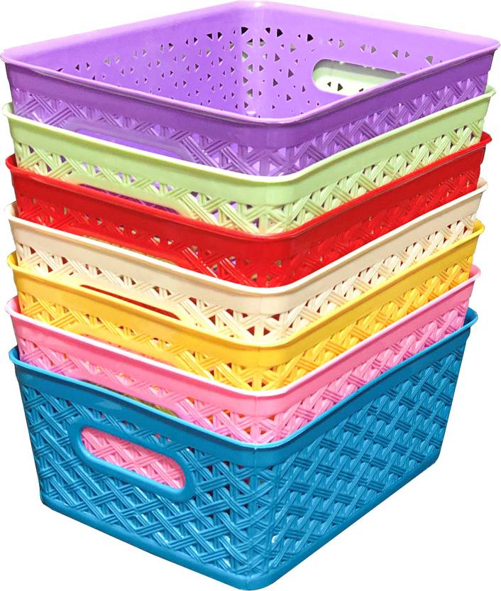 Fair Food Storage Basket Set of 7 (Different Colors) Glossy Shinny