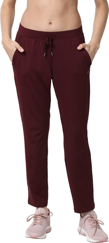 Enamor Solid Women Maroon Track Pants 