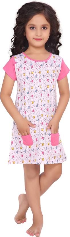 [Size 1 – 2 Years] BARBIE Girls Printed Pure Cotton Kids Nightwear  (Pink Pack of 1)