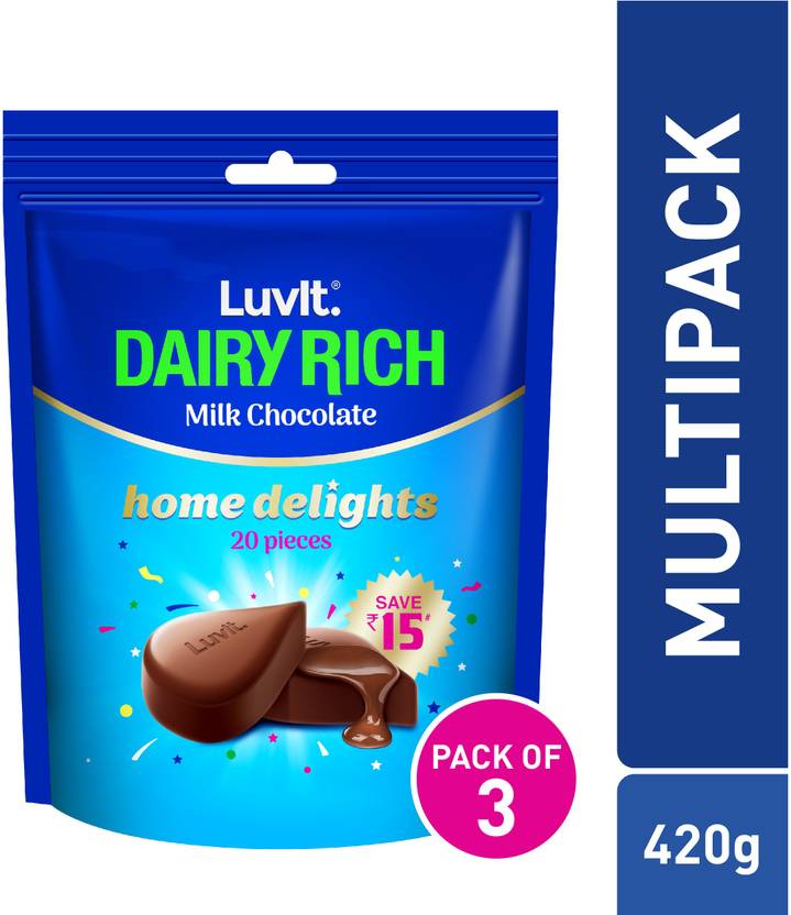 LuvIt Dairy Rich Home Delights Chocolates, 140g Pack of 3 Bars Price