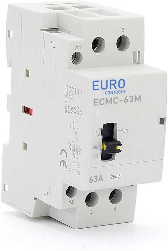 Euro Controls 63 Amps 2pole 2NO Modular Power Contactor with Manual