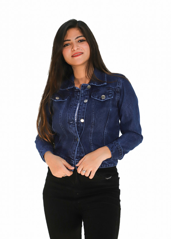 Full Sleeve Solid Women Denim Jacket 