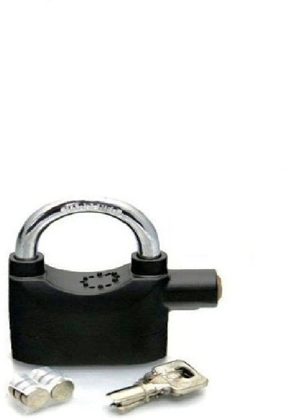 SUKHAD Anti Theft Burglar Pad Lock Alarm Security Siren Home Office Bike Bicycle Shop alarm lock_(Black)