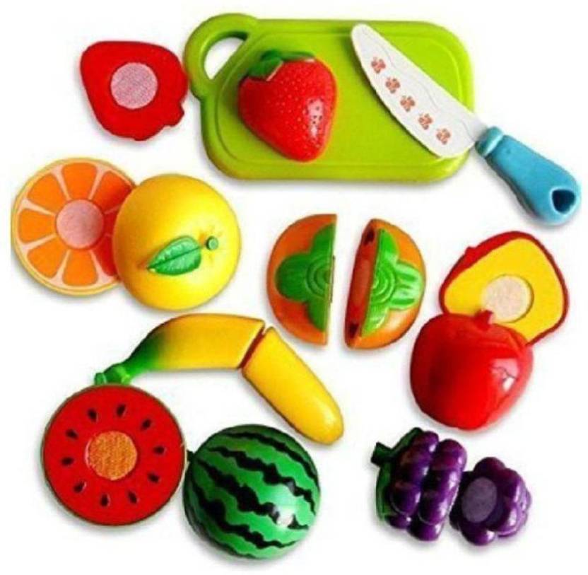 YATRI Plastic Fruit Set with Chopping Board and a Knife toy for Kids