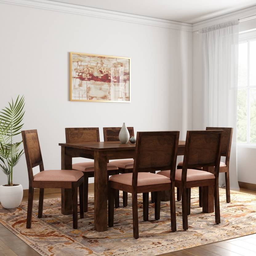 TRUE FURNITURE Sheesham Wood Solid Wood 6 Seater Dining Set (Finish