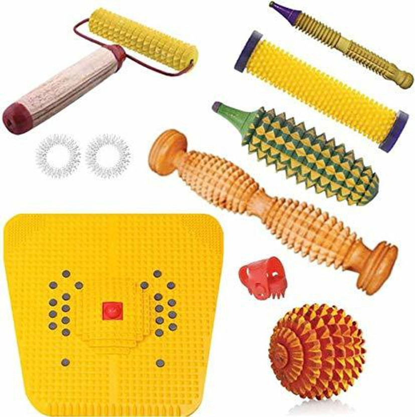 AcuHealth AH1 Acupressure Kit With Acupressure Foot Mat + Foot Roller + Massage Ring And Other Full Body Massage Products Combo Kit Massager(Multicolor)