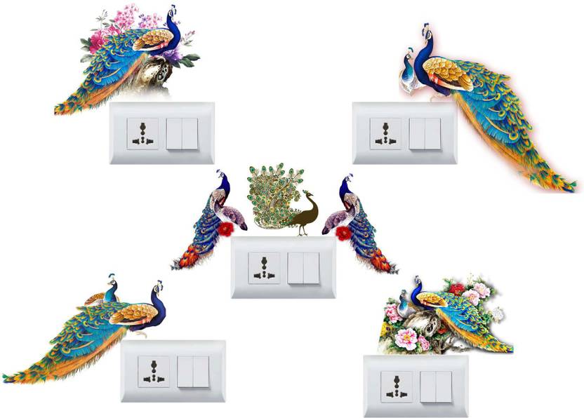 Medium National Bird Peacock Switch Board Sticker ( A Set of