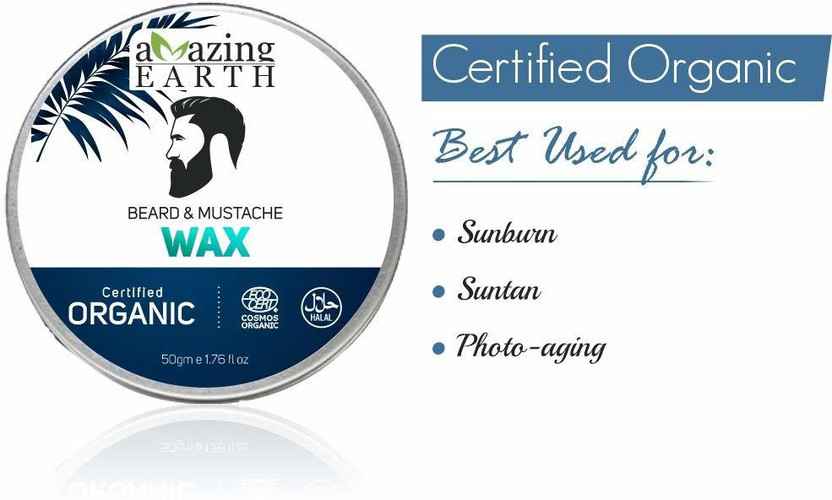 Amazing Amazing Earth Beard & Mustache Wax for Men - Certified Organic, Strong Hold, Styling, No Minerals, Chemical-Free, Shea Butter, 100% Vegan & Cruelty Free - 50gm Hair Wax(50 g) - Flipkart Deal