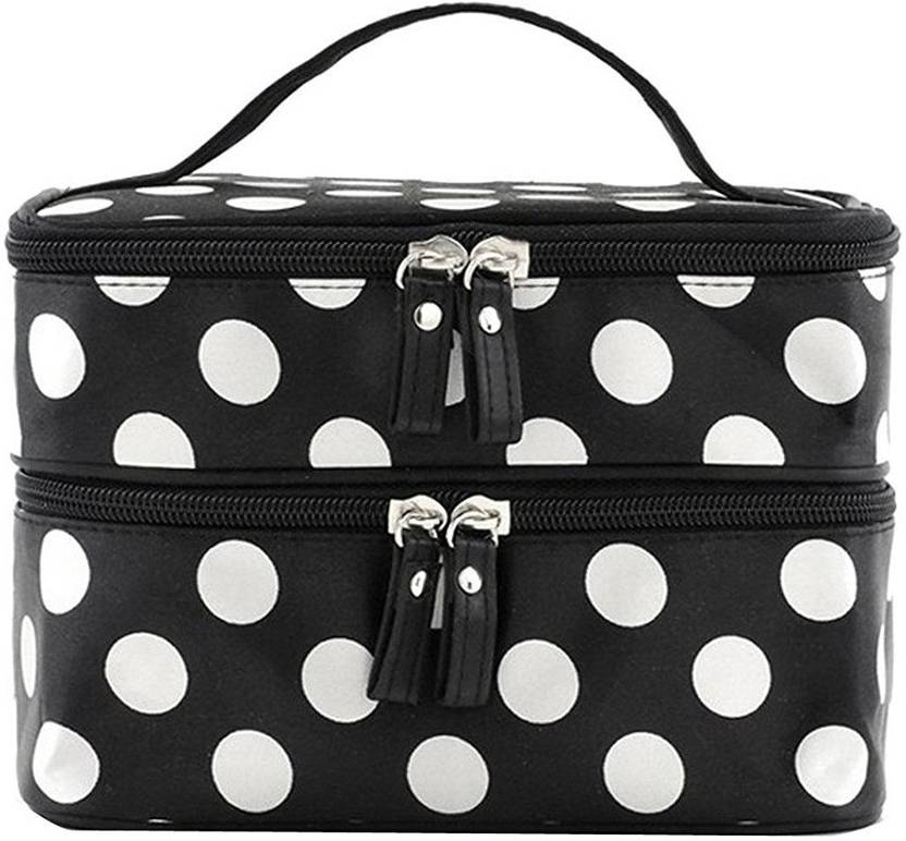JABUX Double Layer Cosmetic Bag with Dot Cosmetic Makeup Bag Organizer Makeup Vanity Box Price