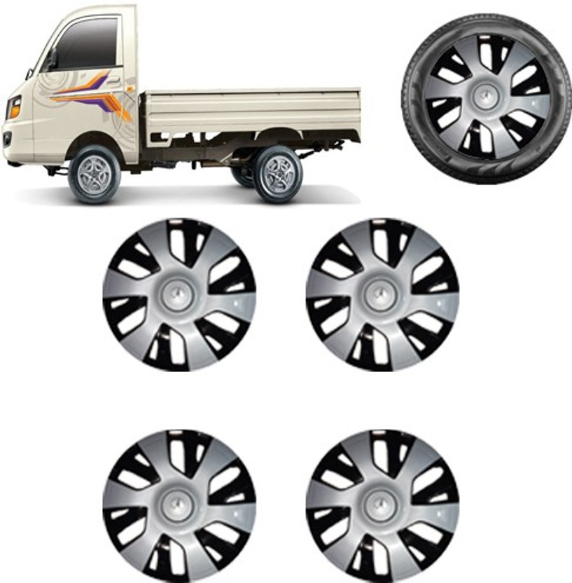 Alpine Dx Sporty Dual Color Silver Black 13-inch Wheel Cover with Rings(Set of 4pc, Glossy Silver Black) Wheel Cover For Mahindra Universal For Car(13.0 inch)
