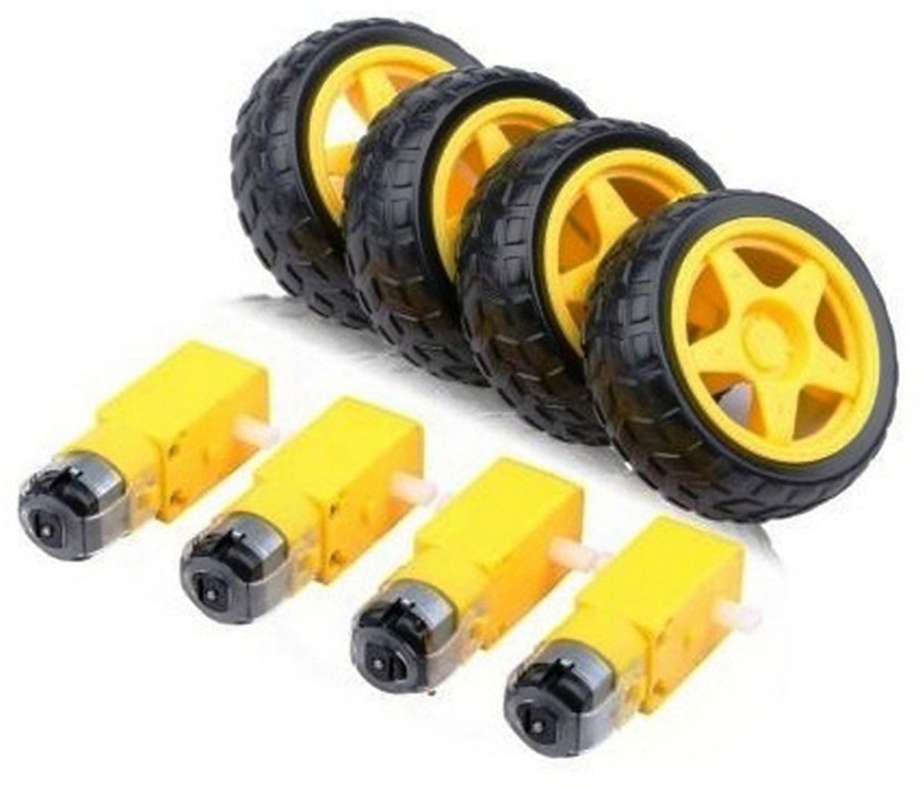 Creative Technologies 4 pcs Dual shaft bo motor with wheel 4pcs Science Projects Kit for Students Electronic Components Electronic Hobby Kit