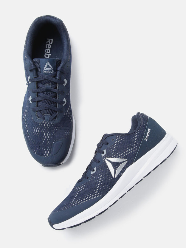 REEBOK Men Navy Blue Grey Woven Design 