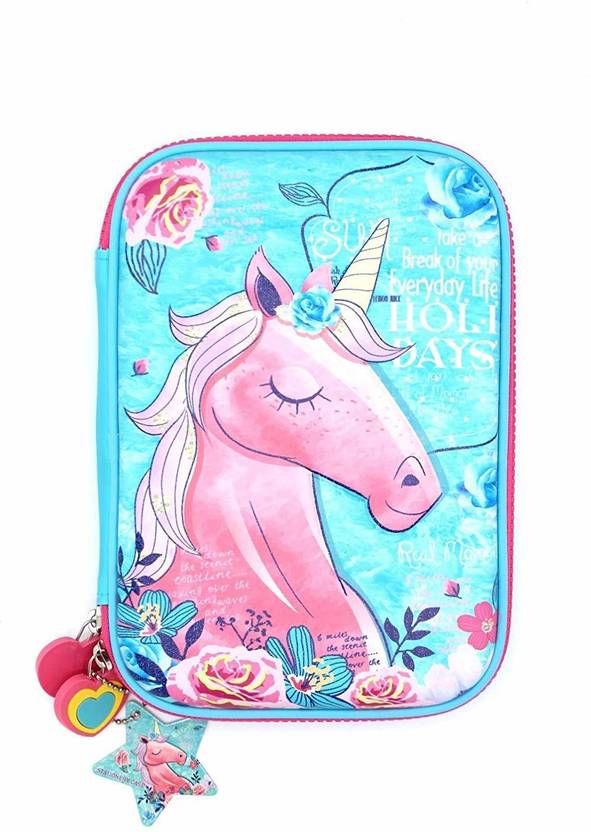 FunBlast Pencil Pouch Sky Blue Art Canvas Pencil Box Pouch