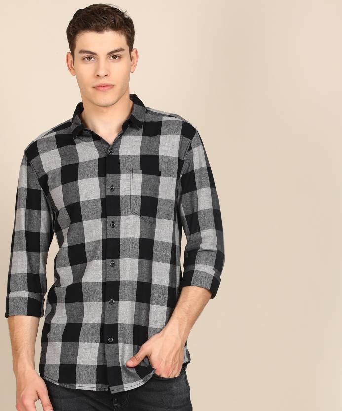 Wrangler Men Checkered Casual Black, Grey Shirt - Buy Wrangler Men  Checkered Casual Black, Grey Shirt Online at Best Prices in India |  