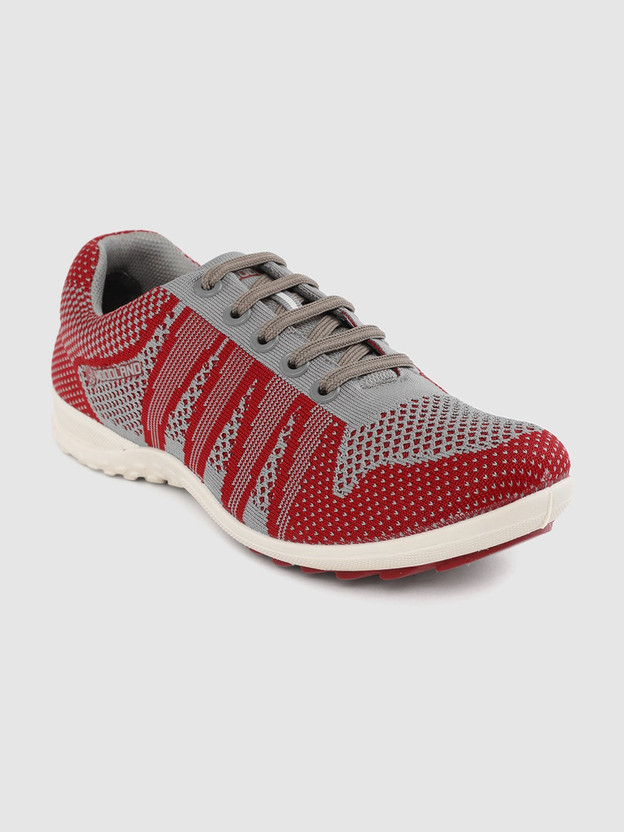 WOODLAND Men Red Grey Woven Design 