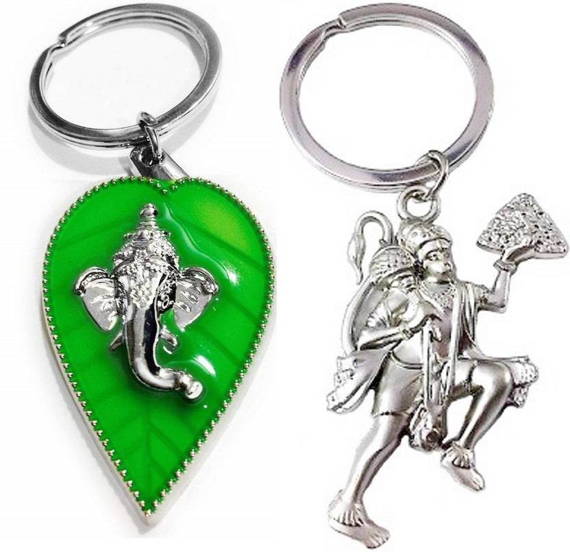 kd collections Combo of Ganesh Leaf Keychain & Hanuman Keychain Key