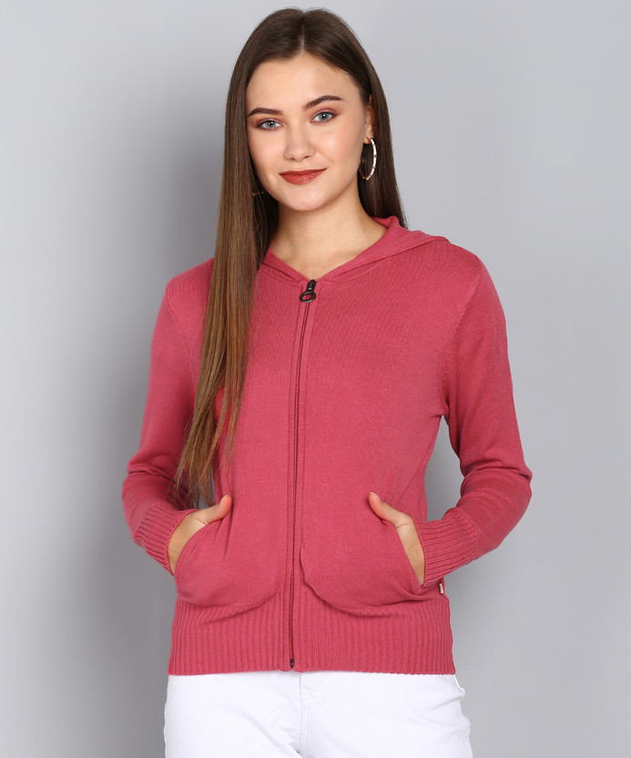 MADAME Solid Hooded Neck Casual Women 