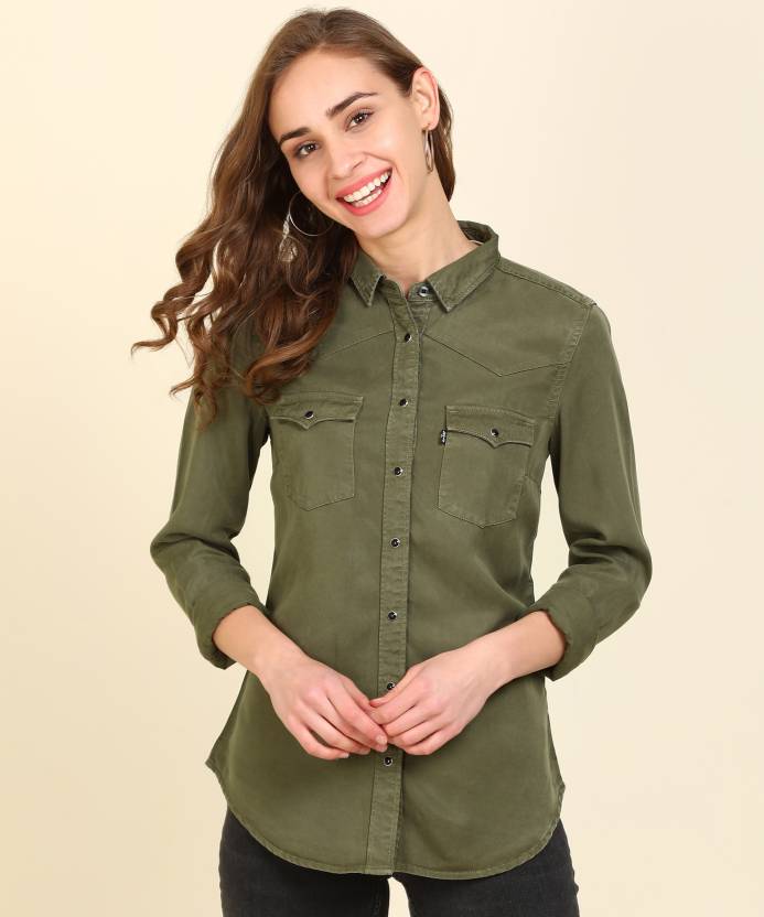 LEVI'S Women Solid Casual Green Shirt - Buy LEVI'S Women Solid Casual Green  Shirt Online at Best Prices in India 