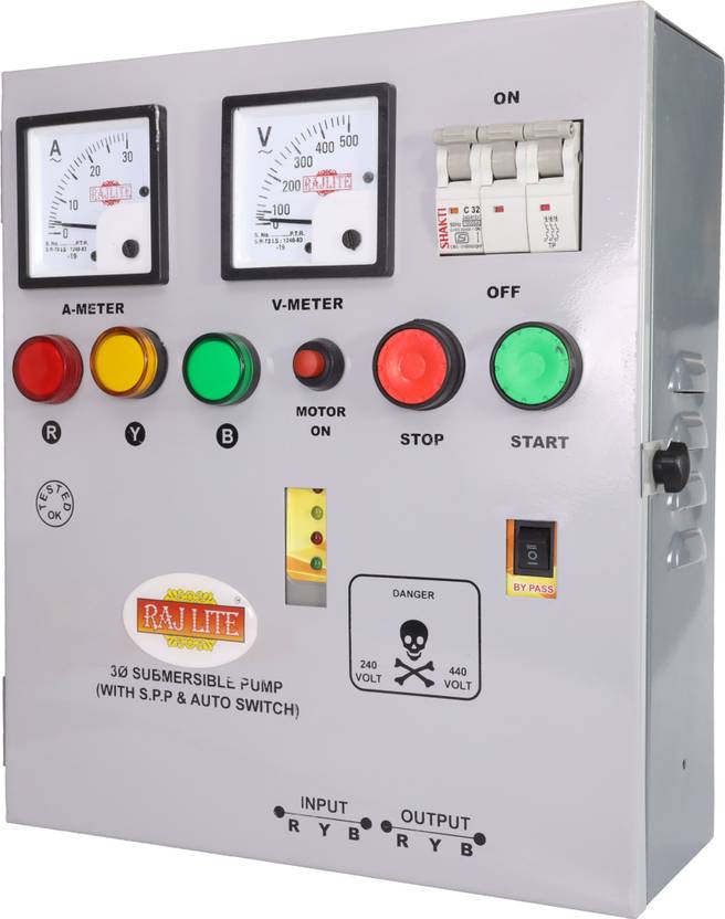 RAJLITE 3 HP Starter for 3 phase Motor Pump with SPP + Autoswitch [LSDOLASWT 3 HP] Submersible