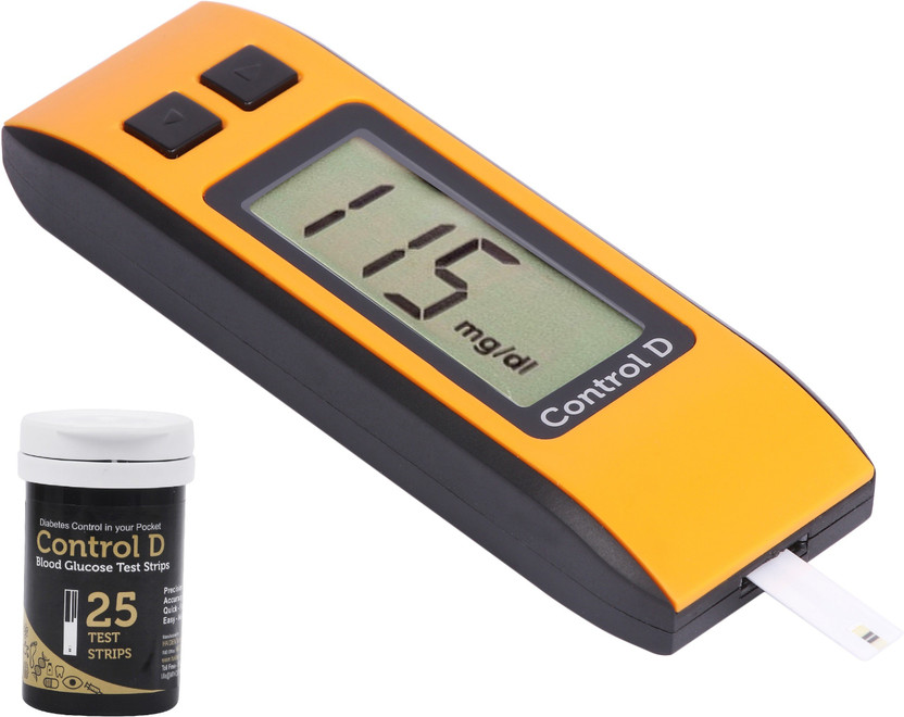 Control Control D Orange Digital Glucose Blood Sugar testing Monitor Machine with 25 Strips Glucometer(Orange, Black) - Flipkart Deal