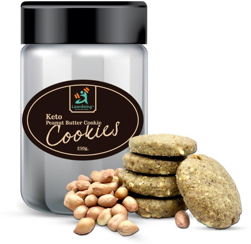 LEANBEING Keto Peanut Butter Cookie (250grams) | Ultra Low carb | Keto Friendly Snack | Gluten Free | Zero Sugar Assorted Biscuit(0.25 kg)
