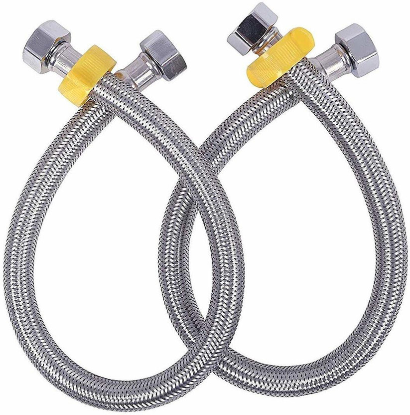 Prestige Stainless Steel 304 Grade Connection Pipe, Chrome Finish (24-inch) Set of 2 Hose Pipe(60 cm)