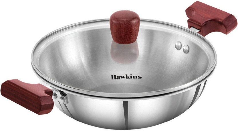 Hawkins Pro 3.5 Liter Triply Stainless Steel Deep Fry Pan / Kadhai - With Lid, Induction Safe