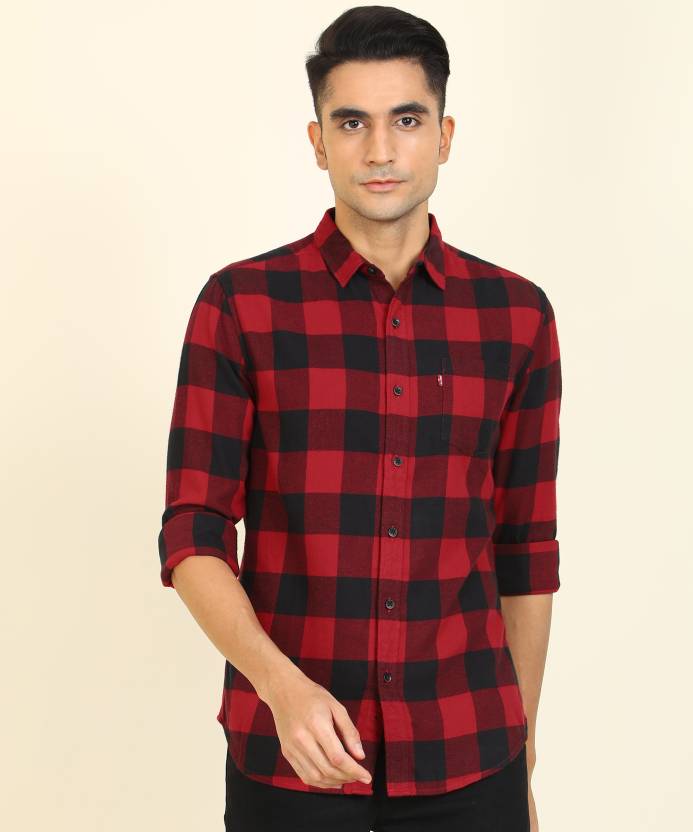 LEVI'S Men Checkered Casual Red, Black Shirt - Buy LEVI'S Men Checkered  Casual Red, Black Shirt Online at Best Prices in India 