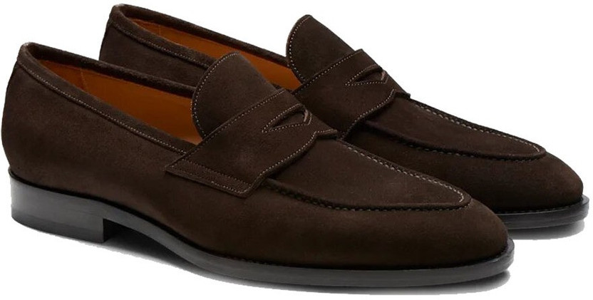Suede leather slip on shoes