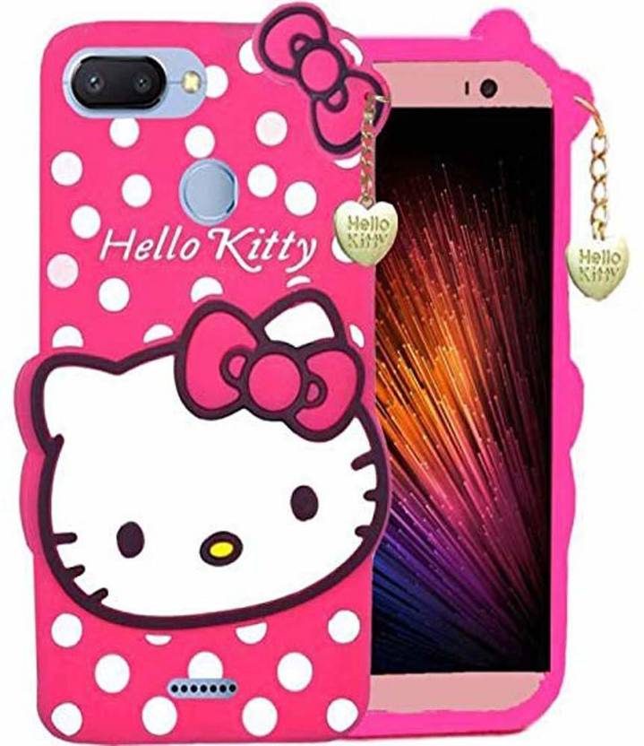 Deemoksh Back Cover for Xiaomi Redmi 6 Hello Kitty,cute 3d mustache Kitty soft silicone mobile