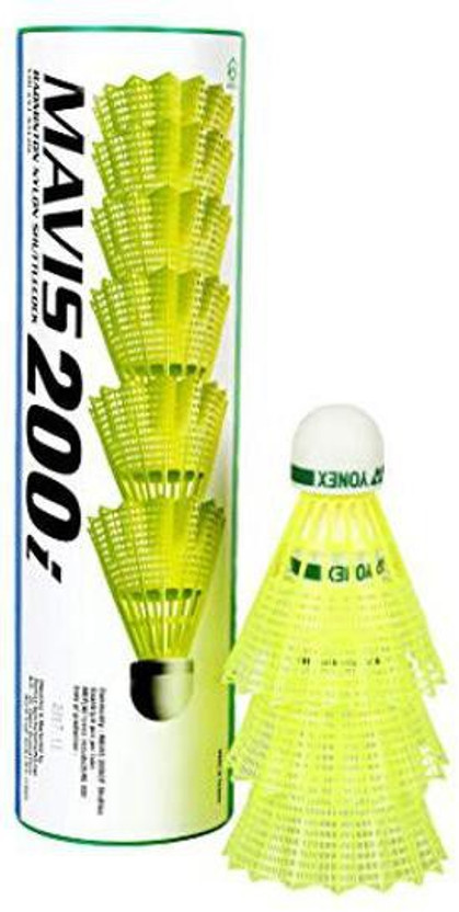 YONEX MAVIS 200I Nylon Shuttle  - Yellow(Slow, 75, Pack of 6)