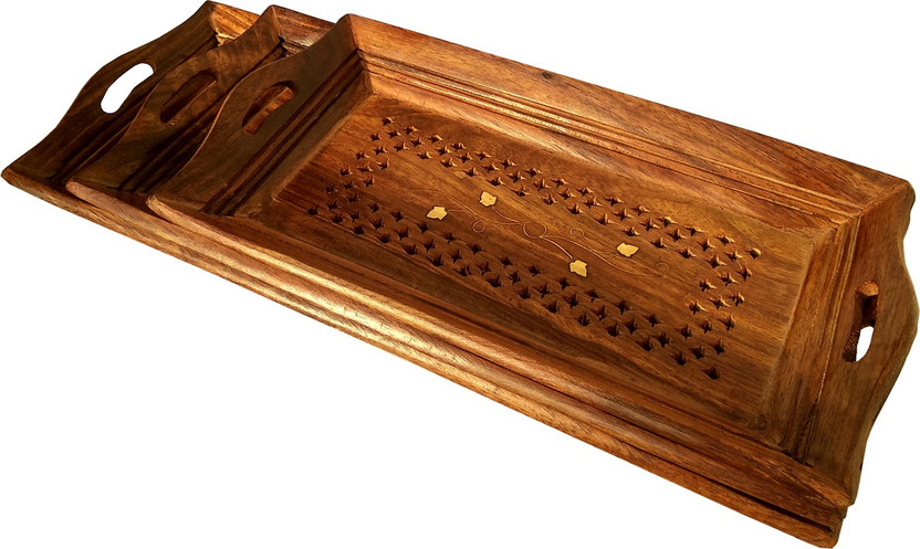 SRE SRE Wooden Trey Set Tray Serving Set(Pack of 3) - Flipkart Deal